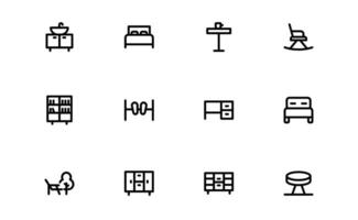 Furniture Icons set package for Interior Designers. Scalable Graphics for Modern, Classic, and Minimalist Furniture vector