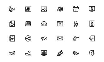 Creative Blogging Icons. Editable Outline art and Filled Designs for Blogs, Websites, and Social Media Content vector