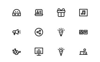 Creative Blogging Icon collection. Outline and Filled Designs for Blogs, Websites, and Social Media Content vector