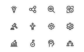 Core Values Icons set Pack. Professional Line Art for Integrity, Collaboration, Innovation, and Corporate Branding vector