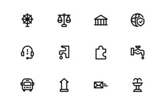Public Services Icon package. Scalable Outline Graphics for Civic, Infrastructure, and Community Service Applications vector