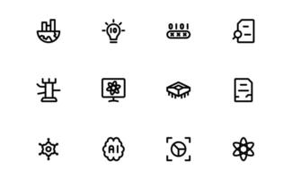 AI and Networking Icons bundle pack. High-Quality Illustrations for Machine Learning, Cloud Networking, Data Security, and UI-UX Design Solutions vector
