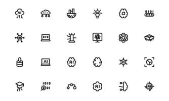 AI and Networking Icons. Editable High-Quality Illustrations for Machine Learning, Cloud Networking, Data Security, and UI-UX Design Solutions vector