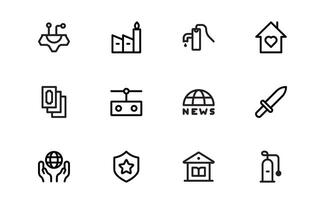 Public Services Professional Icons pack collection. Scalable Outline Graphics for Civic, Infrastructure, and Community Service Applications vector