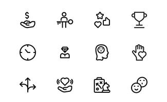 Core Values Icon bundle collection. Professional Line Art for Integrity, Collaboration, Innovation, and Corporate Branding vector