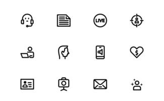 Creative Blogging Icon set bundle. Outline and Filled Designs for Blogs, Websites, and Social Media Content vector