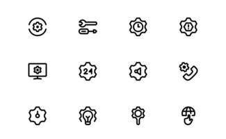Settings Icon Pack set. Scalable Graphics for Adjustment, Optimization, and Fine-Tuning of Applications and Systems vector