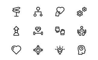 Core Values Icon set package. Professional Line Art for Integrity, Collaboration, Innovation, and Corporate Branding vector