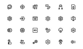Settings Icon bundle Package. Scalable Graphics for Adjustment, Optimization, and Fine-Tuning of Applications and Systems vector