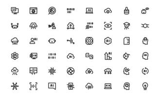 AI and Networking Icons bundle collection. High-Quality Illustrations for Machine Learning, Cloud Networking, Data Security, and UI-UX Design Solutions vector