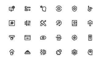 Settings Icon Pack. Scalable Outline art for Adjustment, Optimization, and Fine-Tuning of Applications and Systems vector