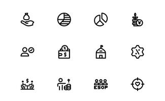 Professional ESOP Icons set package- Scalable and Versatile Graphics for Equity Plans and Corporate Presentations vector