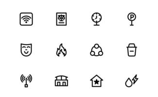 Public Services Icon collection. Scalable Outline Graphics for Civic, Infrastructure, and Community Service Applications vector
