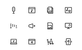 Audio Icon bundle package. Scalable Illustrations for Music, Film, Podcasting, and Content Creation Needs vector