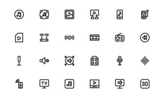 Audio Icon Pack. Scalable editable Clean Illustrations for Music, Film, Podcasting, and Content Creation Needs vector