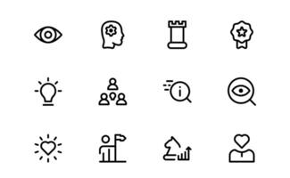 Core Values Icon Pack. Editable Professional Line Art for Integrity, Collaboration, Innovation, and Corporate Branding vector
