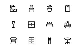 Furniture Icons pack bundle for Interior Designers. Scalable Graphics for Modern, Classic, and Minimalist Furniture vector