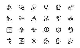 Core Values Icon set Pack. Professional Line Art for Integrity, Collaboration, Innovation, and Corporate Branding vector