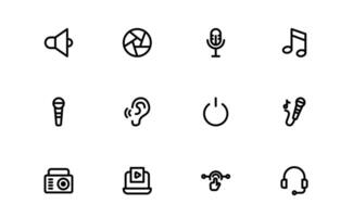 Audio Icons bundle Pack. Scalable Illustrations for Music, Film, Podcasting, and Content Creation Needs vector