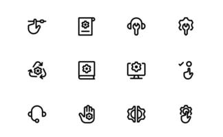 Settings Icons Package. Scalable Graphics for Adjustment, Optimization, and Fine-Tuning of Applications and Systems vector