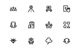 Core Values Icons set bundle. Professional Line Art for Integrity, Collaboration, Innovation, and Corporate Branding vector