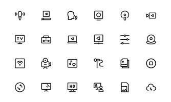Audio Icons Pack set. Scalable Illustrations for Music, Film, Podcasting, and Content Creation Needs vector