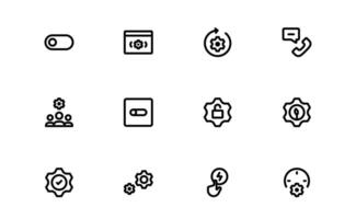 Settings Icon Collection. Scalable Graphics for Adjustment, Optimization, and Fine-Tuning of Applications and Systems vector