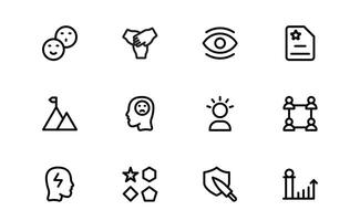 Core Values Icon bundle package. Professional Line Art for Integrity, Collaboration, Innovation, and Corporate Branding vector
