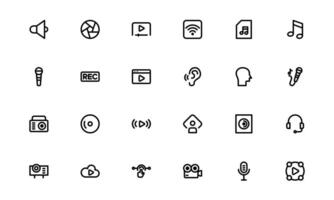 Audio Icons set. Clean Scalable Illustrations for Music, Film, Podcasting, and Content Creation Needs vector