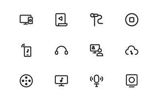 Audio Icon set bundle. Scalable Illustrations for Music, Film, Podcasting, and Content Creation Needs vector
