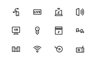 Audio Icons set Package. Scalable Illustrations for Music, Film, Podcasting, and Content Creation Needs vector