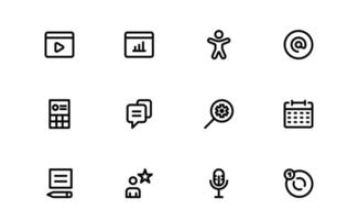 Creative Blogging Icons. Flat Outline and Filled Designs for Blogs, Websites, and Social Media Content vector