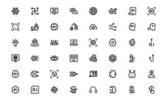 AI and Networking Icons pack collection. High-Quality Illustrations for Machine Learning, Cloud Networking, Data Security, and UI-UX Design Solutions vector