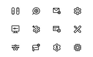 Settings Icons bundle. Scalable Graphics for Adjustment, Optimization, and Fine-Tuning of Applications and Systems vector