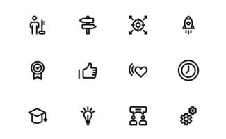 Core Values Icons bundle. Professional Line Art for Integrity, Collaboration, Innovation, and Corporate Branding vector