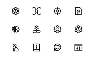 Settings Icon set. Scalable Graphics for Adjustment, Optimization, and Fine-Tuning of Applications and Systems vector