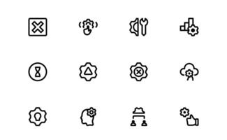 Settings Icons Pack. Scalable Graphics for Adjustment, Optimization, and Fine-Tuning of Applications and Systems vector