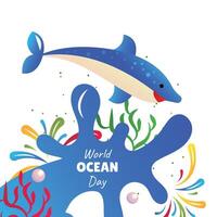 World ocean day splash with shark vector