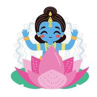 krishna with lotus illustraiton vector