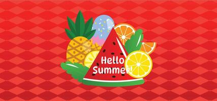 red hello summer backdrop vector