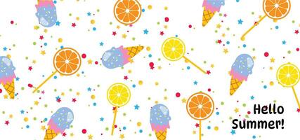 hello summer backdrop ice cream vector