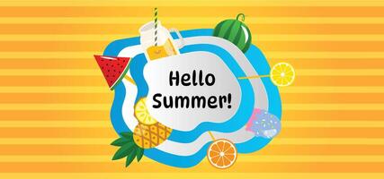 hello summer backround with frame vector