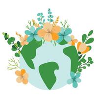 World Earth Day with flowers vector
