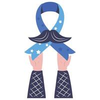 movember hands with ribbon vector