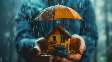 Insurance for home and car in the rain photo