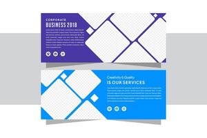 collection of abstract design Banner backgrounds in two different flat colors. horizontal layout banners with multi size square shape for photo space. vector