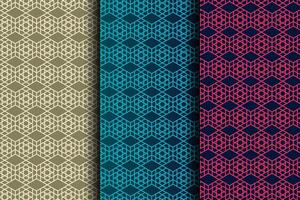collection diagonal square line pattern design. random tile gold, blue, and pink colors element on brown and blue background. Design print for illustration vector