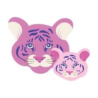 tiger family flat icon vector