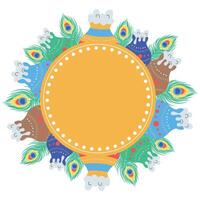 frame with feathers and pots vector