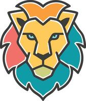 Colorful geometric illustration of a lion head perfect for logos and design elements related to strength vector